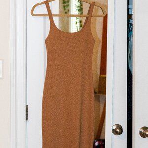 Solid Tan ZARA Bodycon Midi Dress